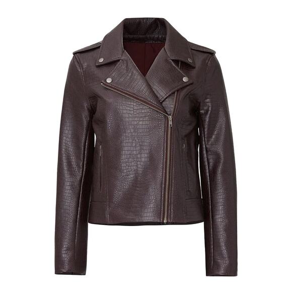 BB Dakota Lucky Lizard Faux Leather Biker Jacket Size Medium - Picture 7 of 11